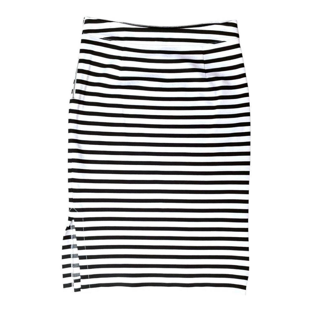 Banana Republic Ponte Pencil Skirt 00P  Black White Stripe Stretch preppy​​